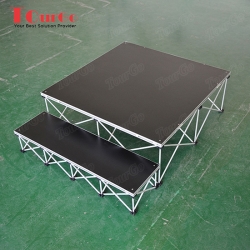 TourGO 12'x16' Deluxe Stage System with Guardrails, Steps & Skirts