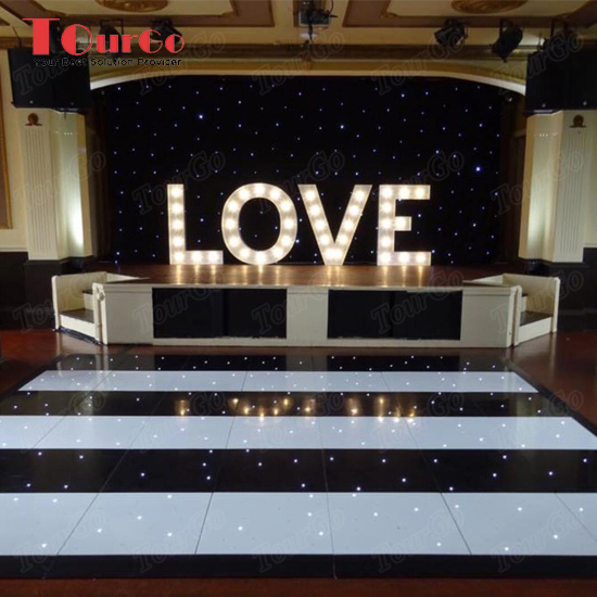 Tourgo 12ft 12ft Portable Black And White Starlit Dance Floor With