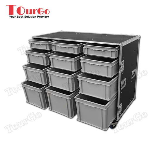 TourGo Custom Large Production Flight Case With 12 Trays