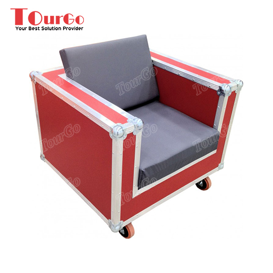 TourGo Custom Removable 1 Seater Furniture Sofa Road Case With Red Color