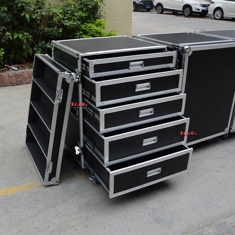 Customized 5 Drawers Cabinet Utility Flight Road Case 10 - 49 Pieces