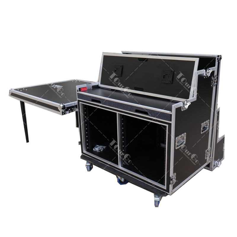 Custom Twin Video Streaming Production Workstation Flight Case and Pull Out Drawer