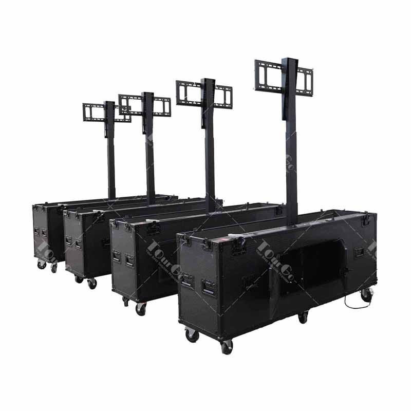 Black Automatic Motorised Electrical lifting case 75inch TV Flight Hard ...