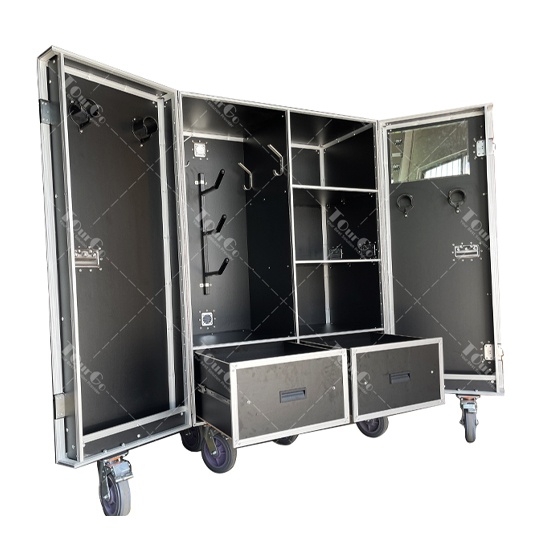 Portable Mobile Aluminum Tack Trunk / Double Door Saddle Tack Locker Case With Hooks and Mirrors
