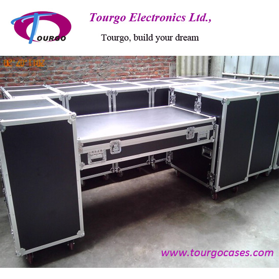 Double DJ Workstation - 2pcs 18U Slant Rack Cases Each Side with ...