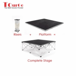  TourGo 12ft x 8ft Portable Mobile Folding Stage System with Stage Platform & Stage Guardrail for Sale