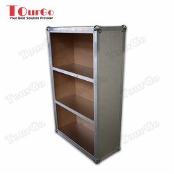 TourGo 3 Shelf Bookcase With Stucco Aluminium Finish