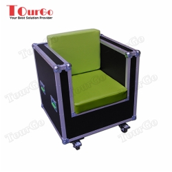 TourGo Single Seater Wood and Green Leather Sofa