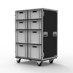 8 DRAWER DOUBLE WIDTH EURO CONTAINER FLIGHT CASE