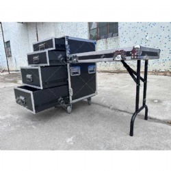Four level drawers box flight case witth siding table