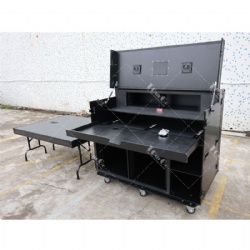 Black Finish Mobile AV Broadcasting Streaming Recording Studio Workstation Case with 2x 4U Top 2x 12U Bottom