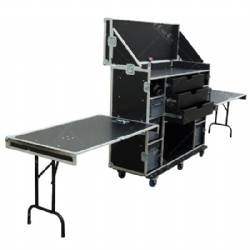 Storage Flight Case Tool Box with fold up lid & twin side tables