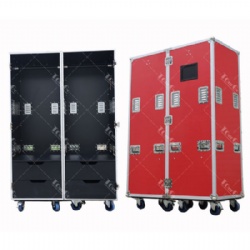 Red Color Custom ATA Style Mobile Wardrobe Flight Cases / Heavy Duty Custom Wardrobe Drawer Tour Case
