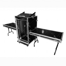 20U Pro Audio Rack/Road ATA Case with Slant Mixer Top, Two DJ Work Tables