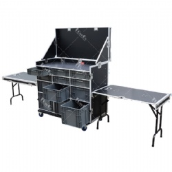 Custom 12 Drawer Cases & Workstation Boxes with Two Independent Siding Table