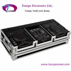 CD Coffin Cases - Case for 2pcs Large Format CD Players: Pioneer CDJ-1000, CDJ-800, DN-S3700, DN-S3500 plus 10inch mixer with low profile wheels