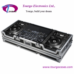 CD Coffin Cases - Case for 2pcs Large CD Players: Pioneer CDJ-2000 plus 19inch MIXER up to 8U rack space with low profile wheels